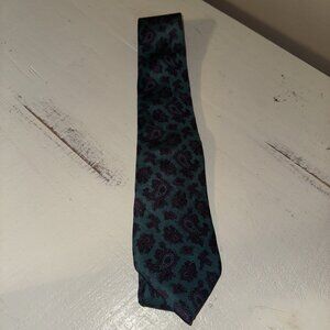 Vtg Christian Dior All Silk Neck Tie USA Teal Green Purple Paisley